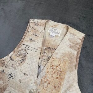 Longhorn Western Wear Vest Womens Medium Beige Floral Tapestry Button Front